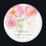 Magnet de Baby shower floral en fleurs printanière<br><div class="desc">Baby shower à fleurs étonnantes avec de magnifiques fleurs printanières d'aquarelle,  dont des fleurs de cerisiers roses. Visitez notre boutique pour voir toute notre collection de fleurs printanières.</div>