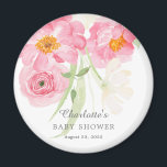Magnet de Baby shower floral en fleurs printanière<br><div class="desc">Baby shower à fleurs étonnantes avec de magnifiques fleurs printanières d'aquarelle,  dont des fleurs de cerisiers roses. Visitez notre boutique pour voir toute notre collection de fleurs printanières.</div>
