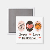 Magnet de basket-ball Peace Love (Recto/Verso)
