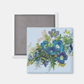 Magnet de belles fleurs bleues (Recto/Verso)