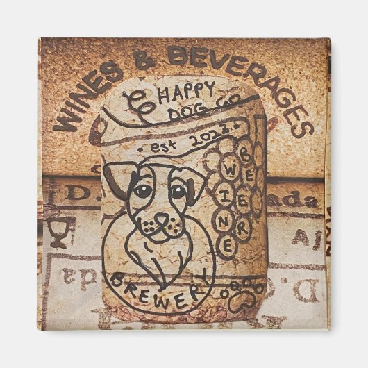 Magnet de brasserie de chien tiré à la main (Devant)