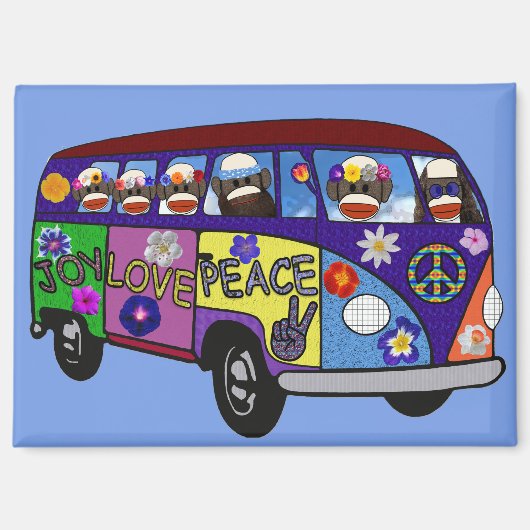 Magnet de bus de la paix Singe Chaussette (Recto)