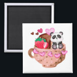 Magnet de Carré de la Saint Valentin Panda Love<br><div class="desc">Valentine's Love Panda Mug Cadeau Carré Magnet Classic Collection.</div>