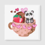 Magnet de Carré de la Saint Valentin Panda Love<br><div class="desc">Valentine's Love Panda Mug Cadeau Carré Magnet Classic Collection.</div>