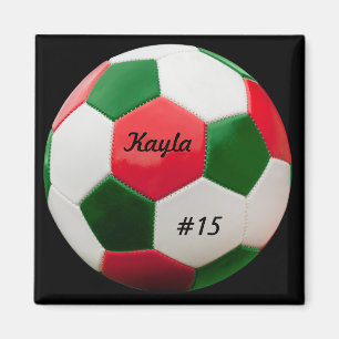 Magnet de Carré vert et rouge de football