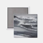 Magnet de Carrés de plage noir et blanc (Recto/Verso)