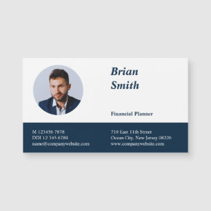 Magnet de carte d'affaires du planificateur financ