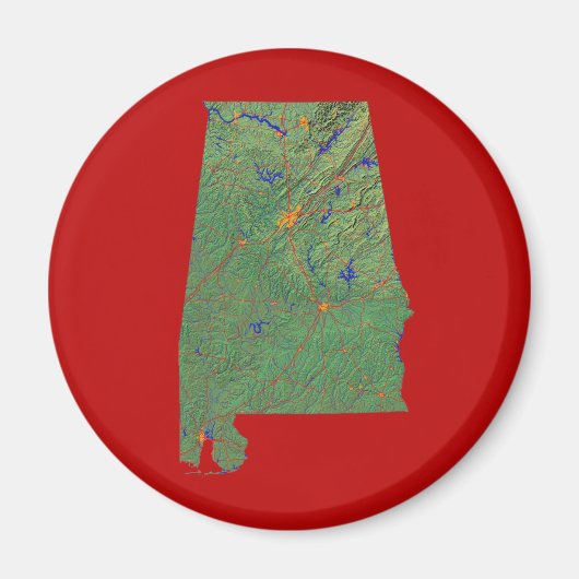 Magnet de carte de l'Alabama (Devant)