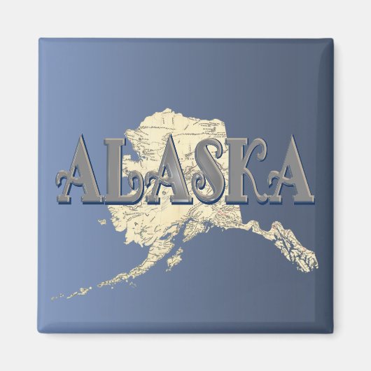 Magnet de carte de l'état de l'Alaska (Devant)