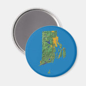 Magnet de carte de l'île de Rhode (Recto/Verso)