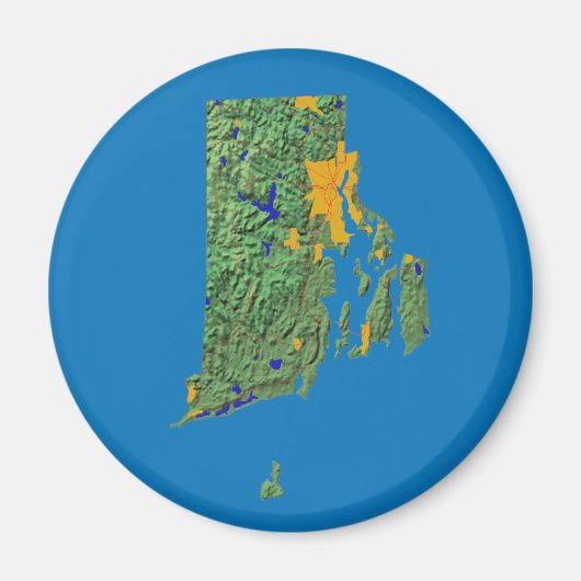 Magnet de carte de l'île de Rhode (Devant)