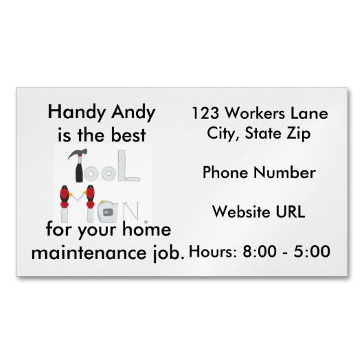 Magnet de carte de visite de bricoleur d'homme (devant)