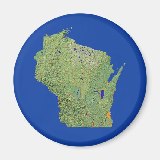 Magnet de carte du Wisconsin (Devant)