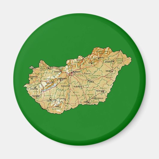 Magnet de carte Hongrie (Devant)