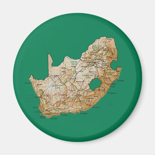 Magnet de cartes de l'Afrique du Sud (Devant)