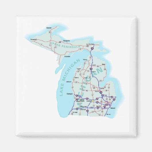 Magnet de cartes inter-États du Michigan (Devant)