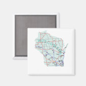 Magnet de cartes interétatiques du Wisconsin (Recto/Verso)