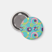 Magnet de cercles bleus funky (Recto/Verso)