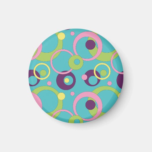 Magnet de cercles bleus funky (Devant)