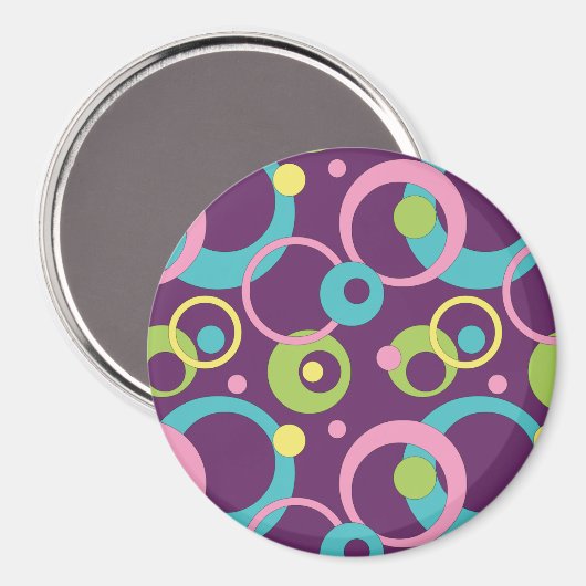 Magnet de cercles pourpres funky (Recto/Verso)