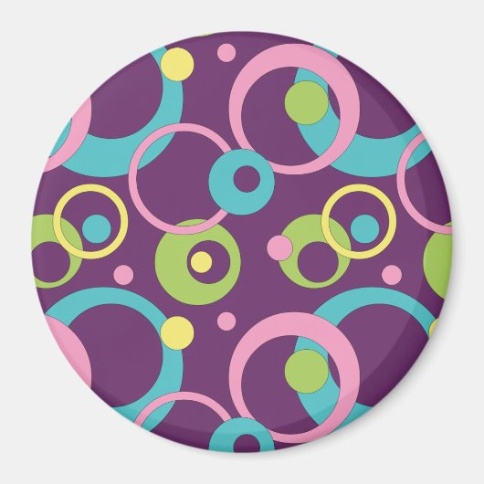Magnet de cercles pourpres funky (Devant)