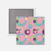 Magnet de cercles roses funky (Recto/Verso)