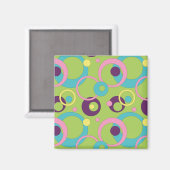 Magnet de cercles verts funky (Recto/Verso)