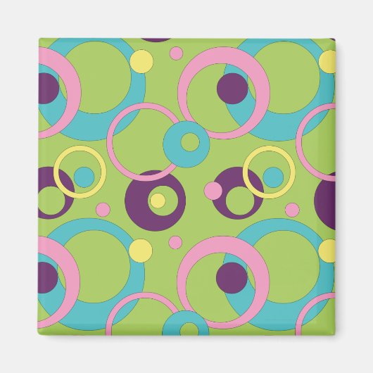 Magnet de cercles verts funky (Devant)