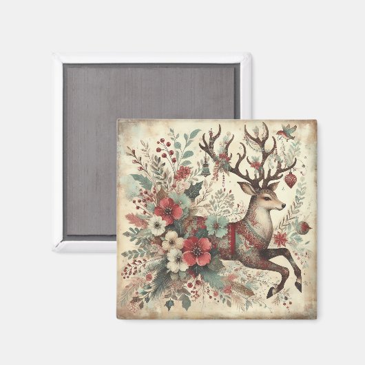 Magnet de cerfs de Noël classique (Recto/Verso)