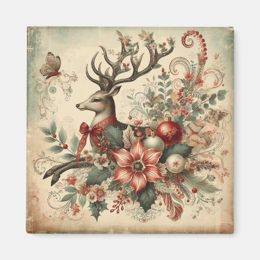 Magnet de cerfs de Noël classique (Devant)