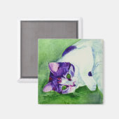 Magnet de chat Calico - "Fille aux yeux verts" (Recto/Verso)