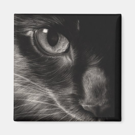 Magnet de chat de beauté noire (Devant)