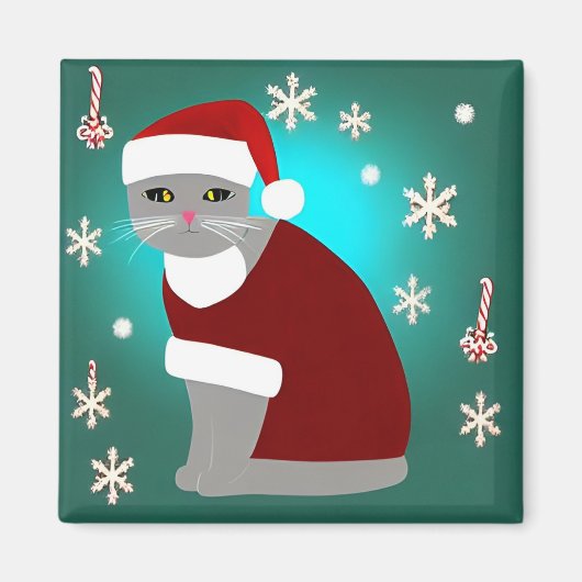 Magnet de chat de Noël (Devant)