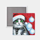 Magnet de chat de Noël (Recto/Verso)