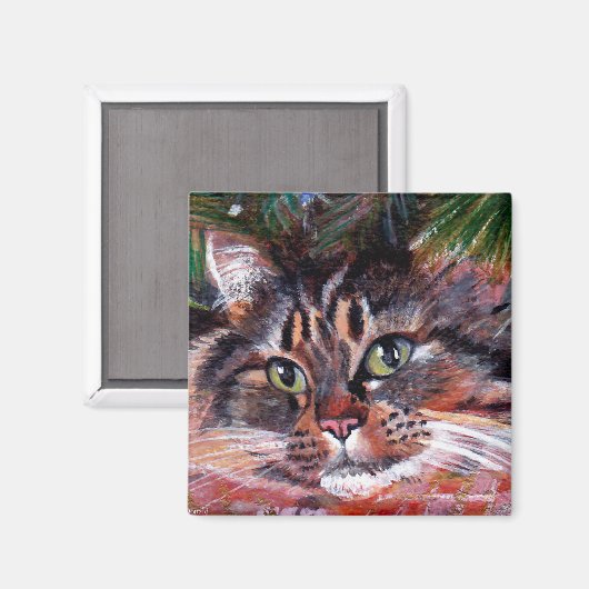 Magnet de chat de Noël (Recto/Verso)