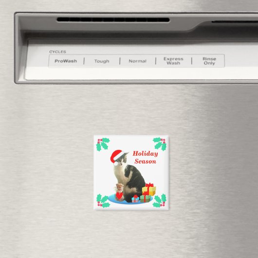Magnet de chat Tabby de Noël (In Situ (Lave-vaisselle))
