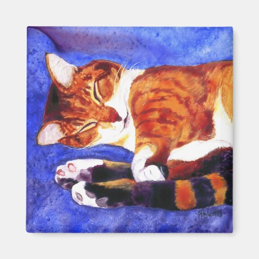 Magnet de chat Tabby - "Nap Time" (Devant)