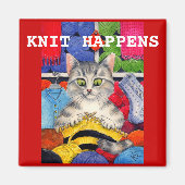 Magnet de chaton tricot drôle (Devant)