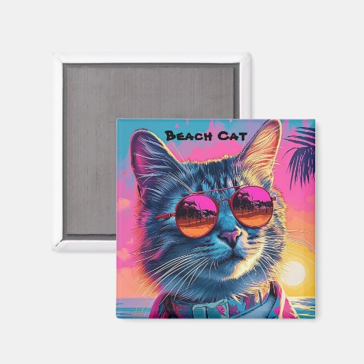 Magnet de chats de plage (Recto/Verso)