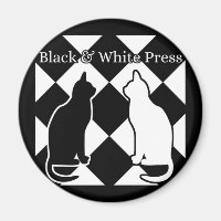 Magnet de chats de presse noir et blanc