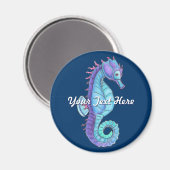Magnet de Cheval de Mer Bleue (Recto/Verso)