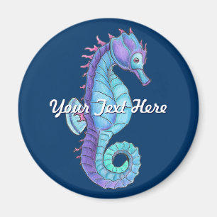 Magnet de Cheval de Mer Bleue