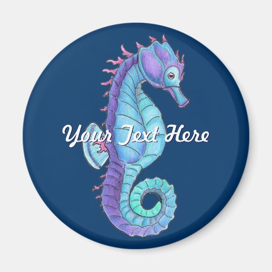 Magnet de Cheval de Mer Bleue (Devant)