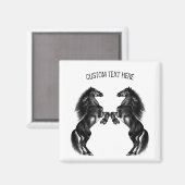 Magnet de cheval sauvage noir avec texte personnal (Recto/Verso)