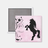 Magnet de chevaux et de fleurs d'élevage personnal (Recto/Verso)