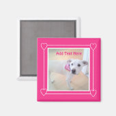 Magnet de Chien Chien Blanc Chien Chaud Rose Doux (Recto/Verso)