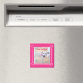 Magnet de Chien Chien Blanc Chien Chaud Rose Doux (In Situ (Lave-vaisselle))