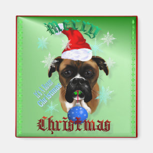 Magnet de chien de boxeur de Merveilleux-Noël