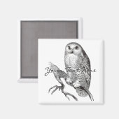 Magnet de Chouette neige vintage (Recto/Verso)