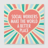 Magnet de citation de coeur du travailleur social  (Devant)
